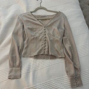 Abercrombie & Fitch Taupe Satin Blouse Size Small